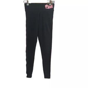 Victoria Secret Pink Yoga Leggings Size XS Pink Logo Down Both Legs And On Waist